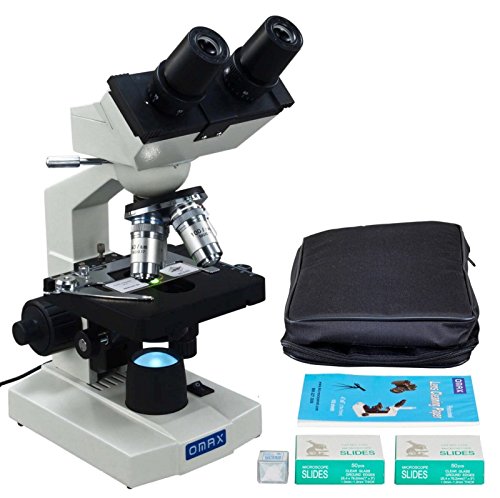 Omax 2000 x Compuesto Binocular Microscopio LED w funda de vinilo + en Blanco diapositivas + fundas + lente Paper