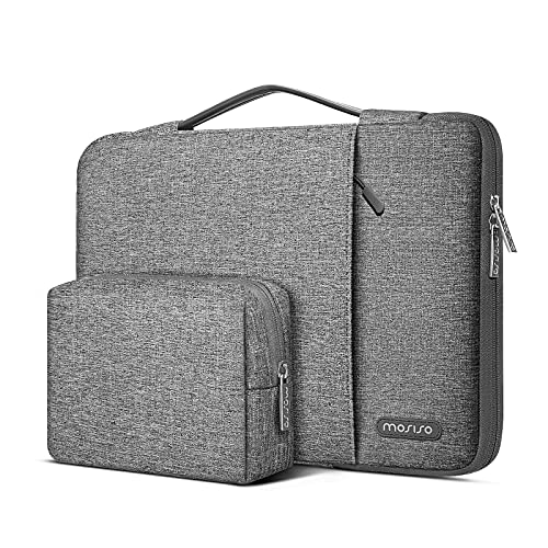 MOSISO 360 Protective Laptop Sleeve Compatible with MacBook Air 13 M2 M1 2025-2018 / Pro 13 M2 M1 2025-2016, Surface Pro 8/7/6/X/5/4/3, 12.9 iPad, Vertical Bag with Small Case&Trolley Belt, Gray