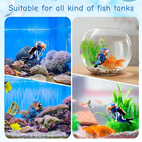 Image of Qpets Aquarium Floating Diver Decorative Items Resin Cute Cartoon Fish Tank Accessories 2 Pcs Blue 7cm Floating Ornament for Aquarium Landscape Decor