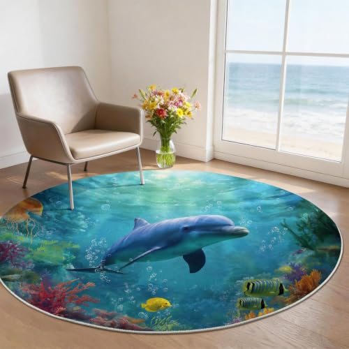 Tapis dauphins rond antidérapant pour protéger le sol du bureau