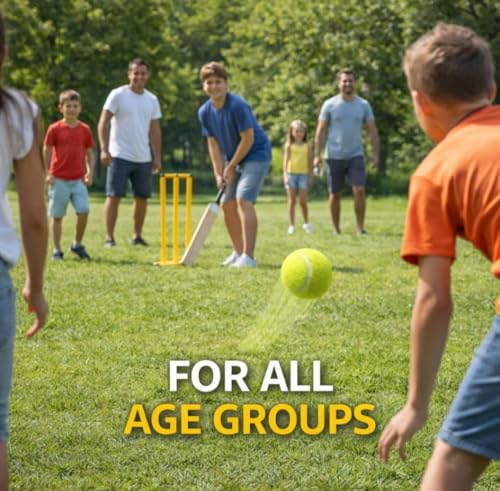 Image of High Bounce Rubber Tennis Balls Pack of 3 - Multi-Purpose Cricket Practice Balls for Turf, Cement & Outdoor Play