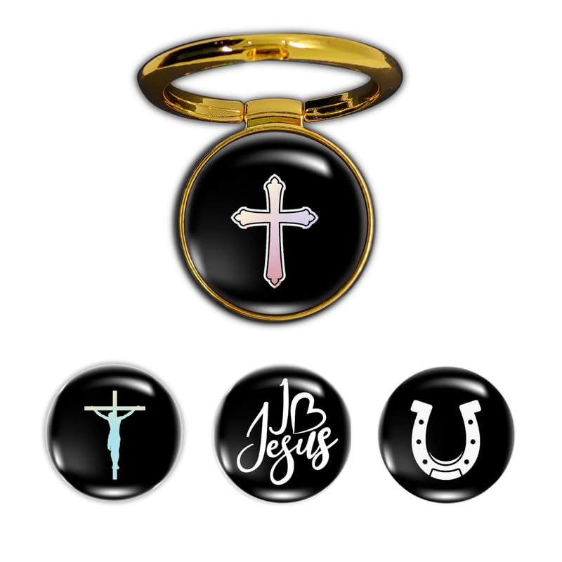 Image of 4-in-1 Metallic Mobile Back Ring Holder | Strong Grip for Phone & Back Cover | 4 3D Logo Magnets | 360 Adjustable Stand