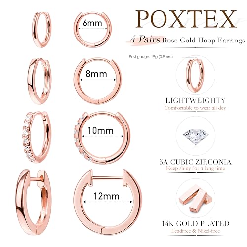 Image of Small Gold Huggie Hoop Earrings Set for Women Men Hypoallergenic 14K Plated Stack Cartilage Earrings, Sterling Silver Multiple Piercing Lightweight Mini Thin Cute Dainty Trendy Jewelry Gifts for Women