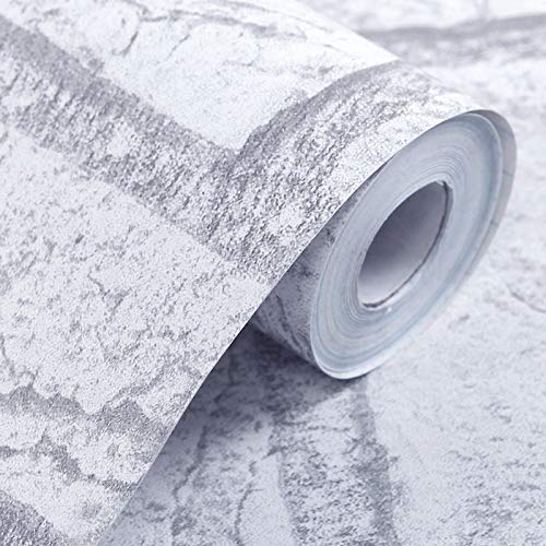 Woltop 3D Brick Wallpaper Peel and Stick Gray Style 2-17.7 x 118 inches 3D Removable, Decorative Faux Brick Wallpapers for Wall Décor