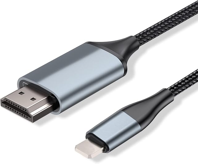 HDMI Cable for iPhone, HDMI Converter Cable 2.0m, Phone/Pad/Pod to TV, HDMI Lead, iOS 11, 12, 13, 14, YouTube TV Output, High Definition HD1080P