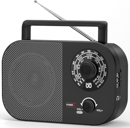 Radio de onda corta para emergencias y hogar con altavoz de gran volumen y toma de corriente
