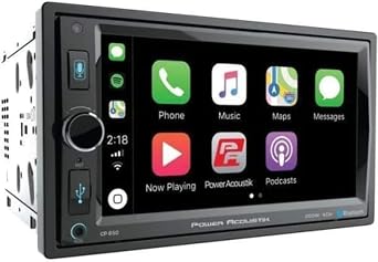 POWER ACOUSTIK CP-650 Double DIN Bluetooth In-Dash Digital Media Car Stereo Receiver with Touchscreen, Apple CarPlay, 6.5"