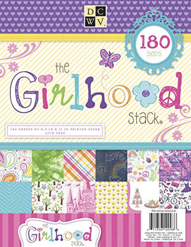 DCWV Cardstock Paper Girlhood Stack 8.5X11 180 Sheets Acid Free, Multicolor