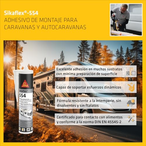 Miniatura 3 de Sika - Adhesivo De Montaje Stp - Sikaflex 554 Blanco - Componentes Y Cargas Dinámicas Grandes - Construcción - Resistente A La Intemperie - 300 Ml
