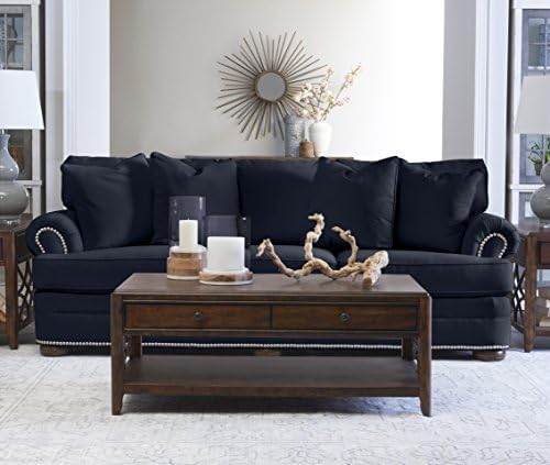 Klaussner Home Furnishings Tilden Sofa with 4 Throw Pillows, 45”L x 97”W x 37”H, Indigo