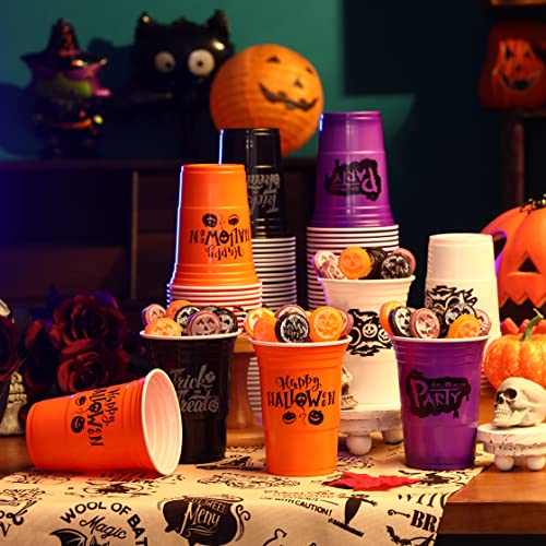 Remerry Disposable Halloween Cups, 16 Oz Halloween Plastic Cups, Halloween Cups Set 4 Style Colors For Halloween Party Decoration Coffee Wine And Hot Cold Drinks For A Halloween Party Favors (48 Pcs) #TOP6
