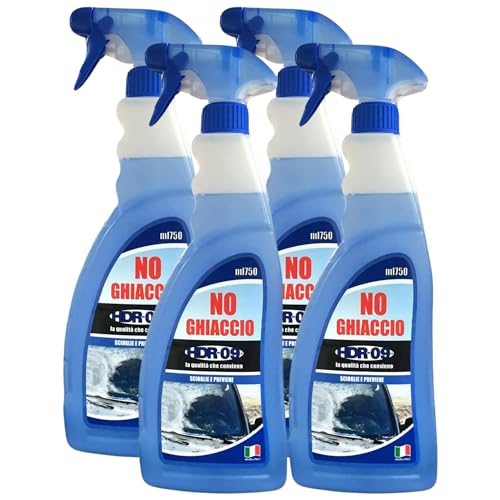 FEI FAN Detergente Spray, No Ghiaccio, HDR-09, Prodotto per Eliminare Il Ghiaccio dal Parabrezza e dai Vetri Dell'Auto 750ml (4 Spray)