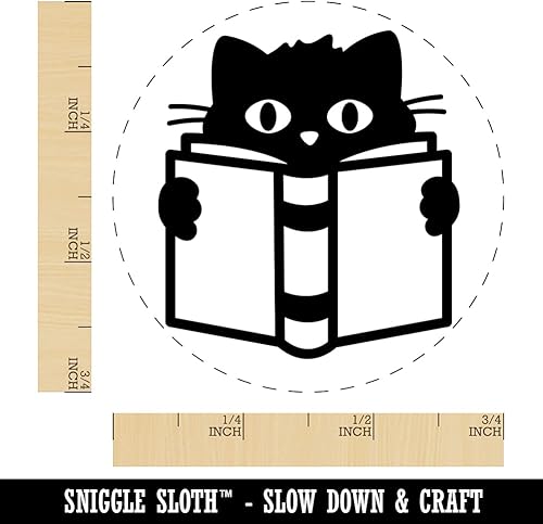 Miniatura 2 de Libro de lectura para gatos, sello de goma autoentintado para sellar planificadores de manualidades, tamaño pequeño de 34 pulgadas, tinta verde