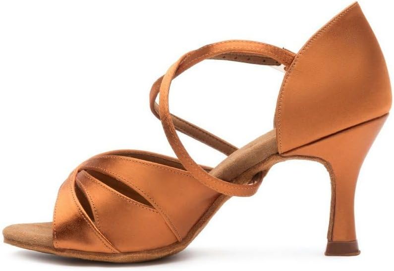 Handmade Women's Latin Dance Shoes for Competition Sandals Salsa Jazz Professional Ballroom Dancing Heels Satin #2363