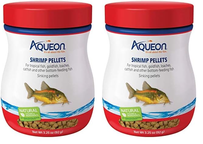 AqueonShrimp Pellets Sinking Food for Tropical Fish, Goldfish, Loaches, Catfish and Other Bottom Feeding Fish, 3.25 oz (Pack of 2)
