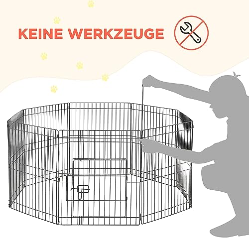 Yaheetech 8-TLG Welpenlaufstall 61cm hoch, Freilaufgehege mit Tür, hundegitter für Innen- & Außenbereich, Tierlaufstall für Hund Katze Welpe Kaninchen, flexibel und faltbar, Einfache Montage