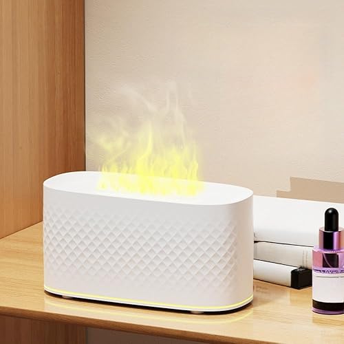 Miniatura 1 de Difusor de llama para aceites esenciales, difusor ultrasónico de aroma de 5.4 fl oz con niebla fría, difusor de aromaterapia con protección de