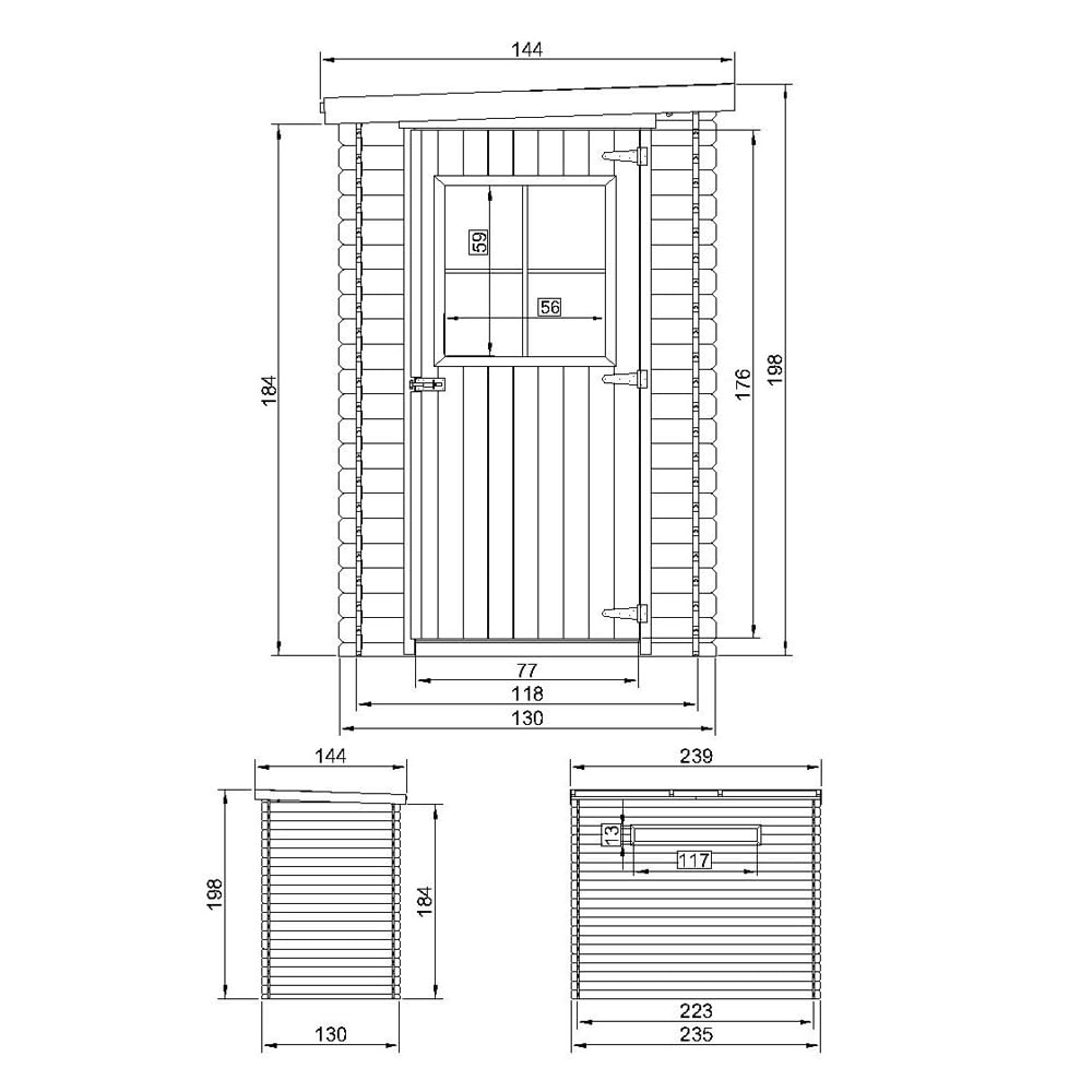 Casetta da Giardino in Legno Esterno 2,63 m², Capanno Attrezzi con spessore della parete di 19 mm, Casa per Biciclette con Finestre TIMBELA M306