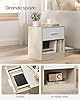 VASAGLE Comodino, Tavolino con Cassetto, Maniglia, Scomparto Aperto, per Camera da Letto, Soggiorno, Beige Naturale e Bianco Classico LET619T67 #3