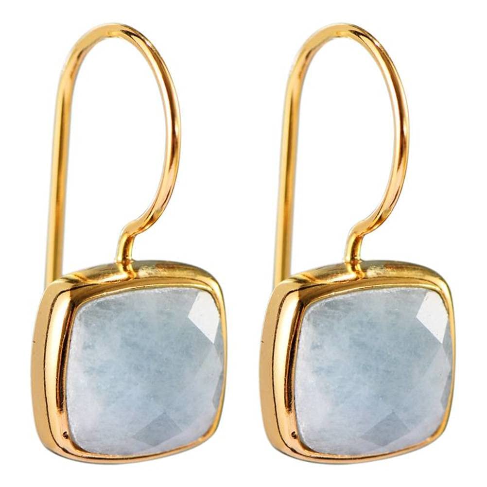IUokLU ladies earrings,Earring S925 Sterling Silver Gold Plated Aquamarine Square Earrings Women Silver Drop Earrings Flowing earrings