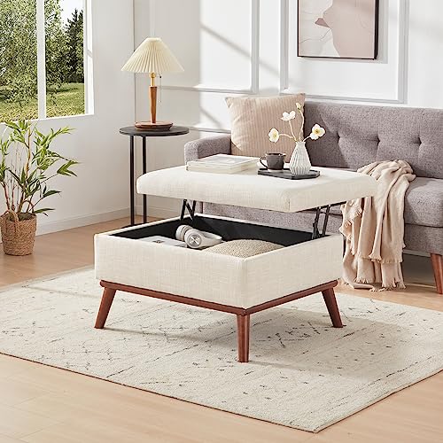 Tbfit Large Ottoman with Storage, 28.3" Mid Century Modern Rectangle
