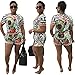 Mojessy Women's Short Sleeve Print 2 Pieces Outfit Crop Top+Shorts Set Rompers XXX-Large Floral White