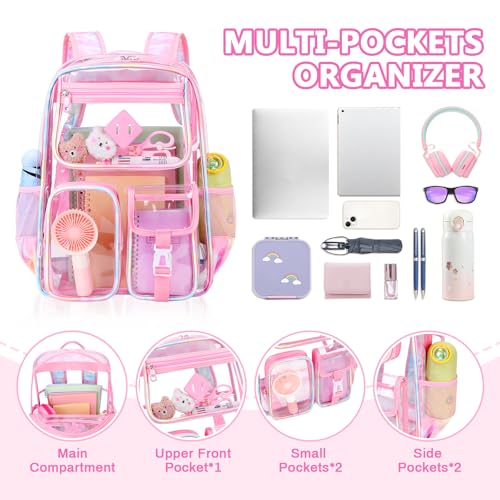 Image of PIG PIG GIRL Clear Backpack for School,Heavy Duty PVC Transparent Bookbag for Girls Stadium Approved See Through Backpack
