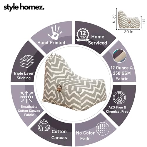 Image of Style Homez Hackey Cotton Canvas Stripes Printed Bean Bag XXL Size Filled with Beans Fillers