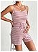 SweatyRocks Women's Maternity 2 Piece Outfits Striped Sleeveless Cami Crop Top and Drawstring High Waist Shorts Set Dusty Pink XX-Large