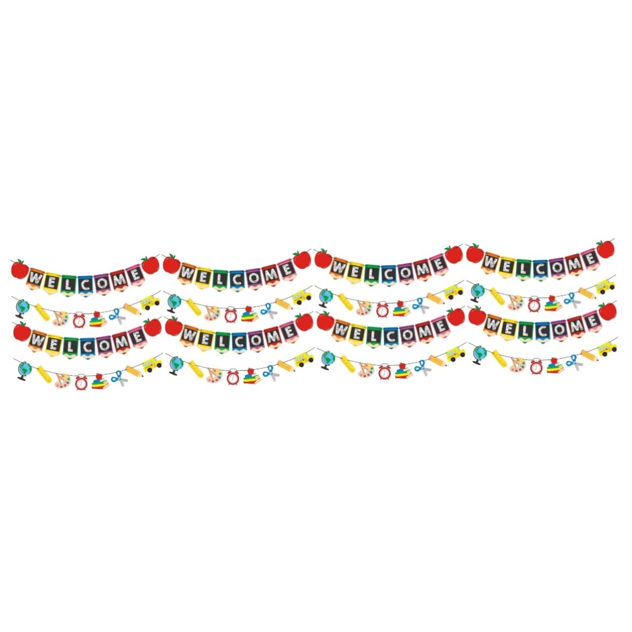 Amosfun 4 Set Tirare La Bandiera Del Fiore Striscione Di Buon Compleanno Torta Scolastica Home Decor Decorazione Casa Banner Di Benvenuto Per Il Ritorno A Scuola Carta 4 Pezzi * 4
