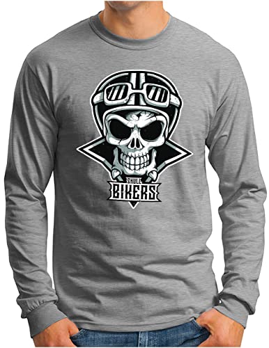 T-shirt manches longues homme tête de mort moto vêtements grande taille S-4XL