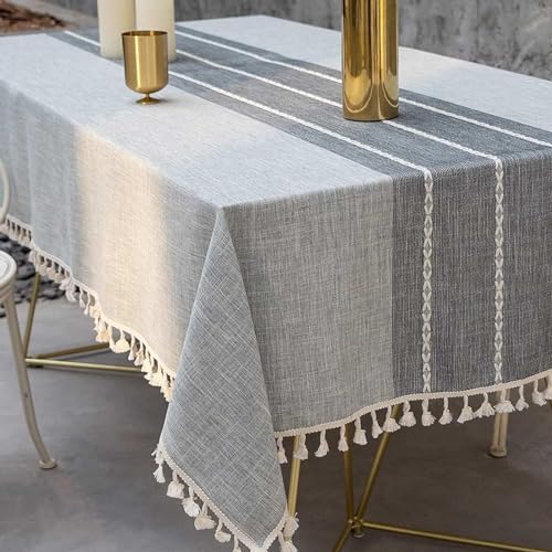 Deep Dream Tablecloth, Embroidered Waterproof Table Cloth Cotton Linen Wrinkle Free Anti-Fading Tablecloths Washable Dust-Proof Table Cover for Kitchen Dinning Party Christmas, 55 x 55 Inch - New Gray by Deep Dream - Used condition - US$15.45