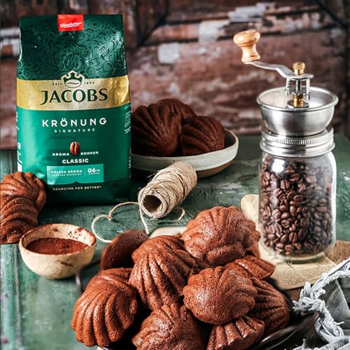 Jacobs Kaffeebohnen Krönung Crema, aromatisch mit Zitrus- & Nussnote, geröstet in Bremen, Intensität 6/10, Kaffee ganze Bohnen, 1 kg