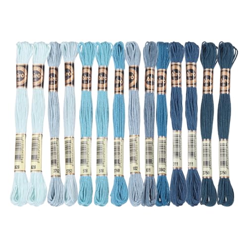 Image of PATIKIL 14 Skeins Embroidery Floss, Polyester Embroidery Threads Bracelets String for Cross-Stitch Hand Embroidery, Multicolored Dark Blue