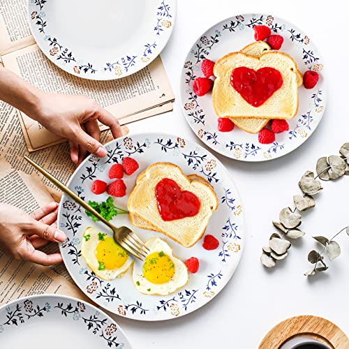 18-Pcs Dinnerware Sets,Meky Dinnerware With Flower Pattern Plates, Dishes, Bowls, Service For 6, Dishwasher, Microwave,Sterilizer Safety #TOP5