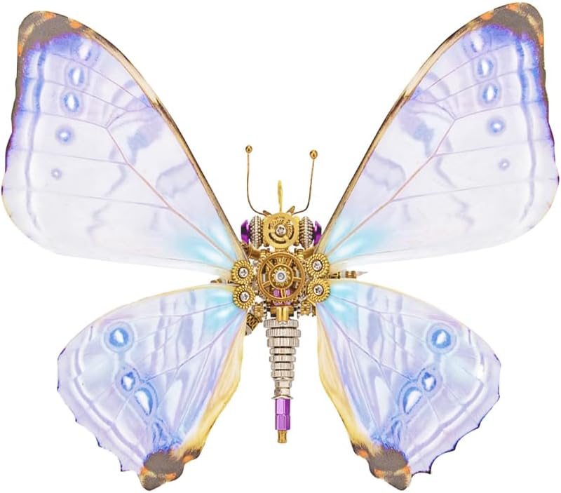 Butterfly 3D Metal Puzzle Model, 150 Pieces Mechanical Butterfly DIY Assembly Kit to Build, 3D Jigsaw Puzzle Handmade Craft Desk Ornament Toys for Teens Adults (Color1)
