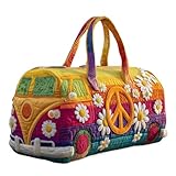 Bolsa de Viaje Tipo Duffel con Acolchado 3D para Mujeres, Bolso de Mano con Bordado de Sol, montaña y Bosque, Bolsas Tote para Acampar al Aire Libre, Mochila Deportiva