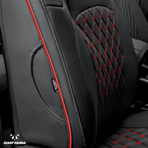 Image of GIANT PANDA Gladiator Seat Covers Custom Fit for Jeep Gladiator 2020-2026 Without Rear Cup Holder JT Sport Rubicon Mojave Willys Freedom,Black+Red Line