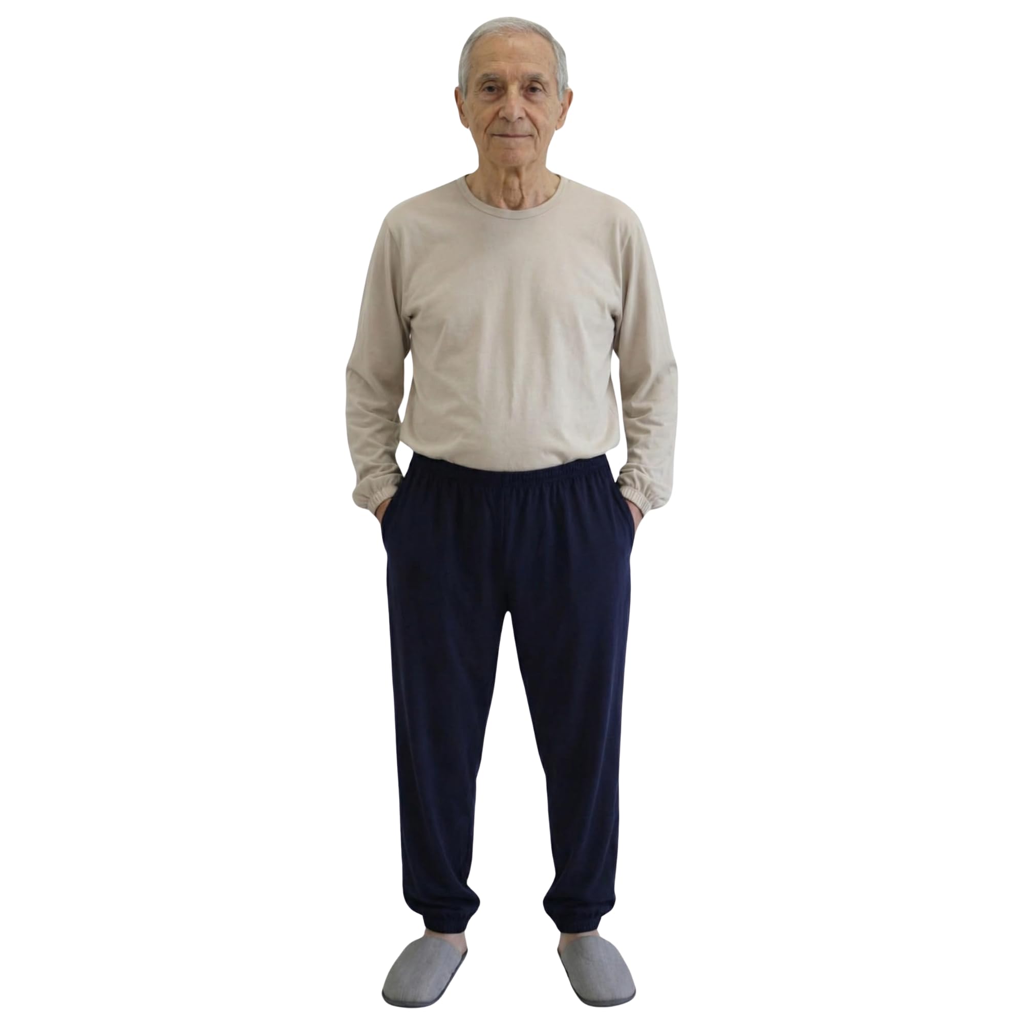 FERRUCCI COMFORT Pijama sanitario con cremallera trasera y cierre de cremallera de 100% algodón – Ideal para ancianos, incontinencia, Alzheimer y demencia, mono entero
