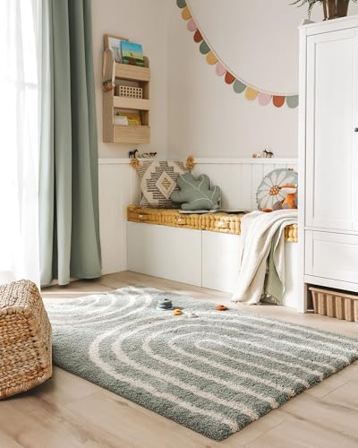 benuta Lytte Tapis Enfant Chambre Gobi - Bleu 80x150 cm - Fausse Fibre - Rectangulaire Style: Motifs Bebe, Scandi - Facile Entretien - pour Salon, Bureau, Couloir