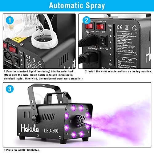 Fog Machine, Hakuta Automatic Spray Smoke Machine With 8 Led Lights And 13 Colorful Led Lighting Effects, 500W And 2000Cfm Fog Led Fog Machine, Perfect For Wedding, Christmas, Halloween, Performance #TOP4