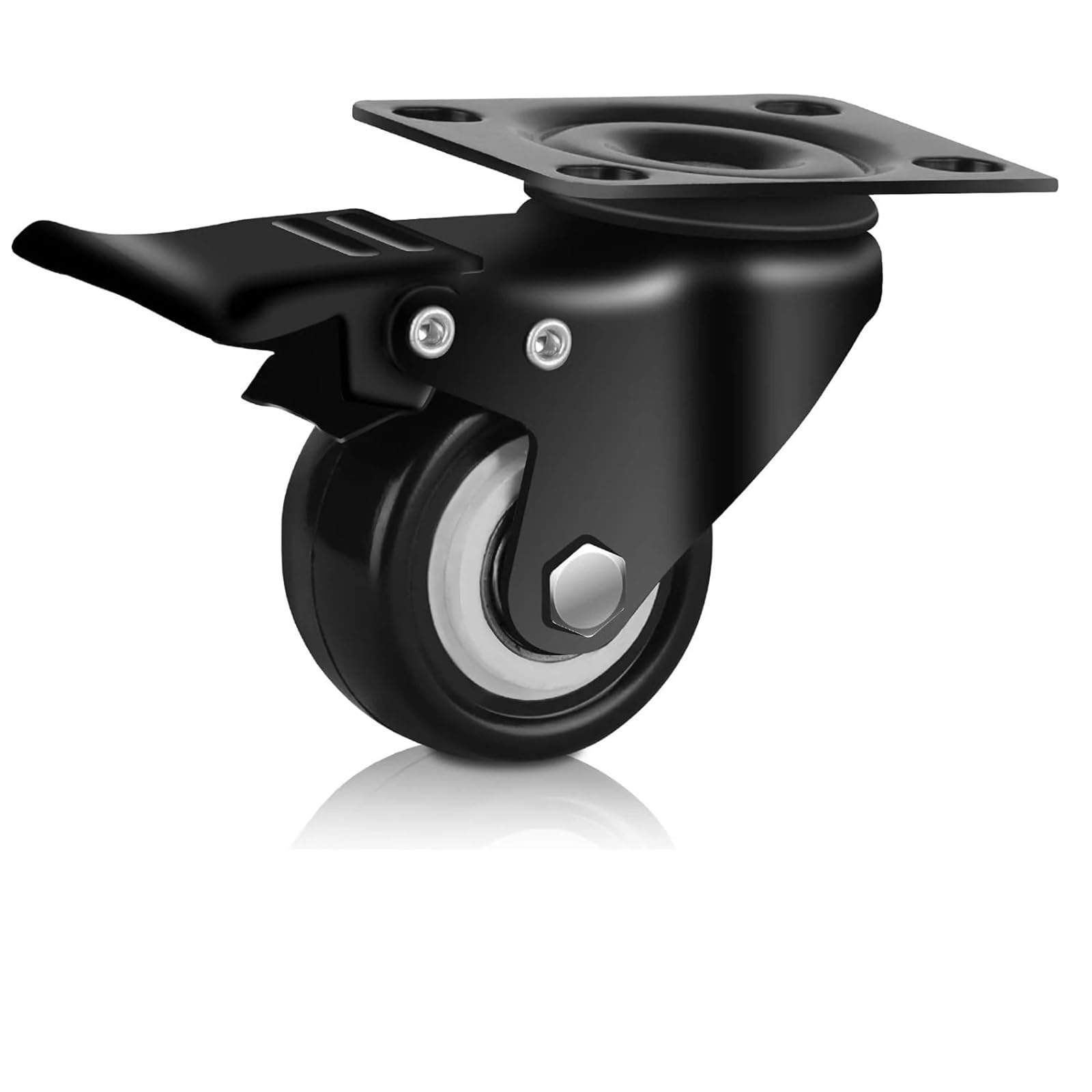 Caster Wheels, 4Pcs Heavy Duty Casters Rubber Wheels Rollers for Furniture Wheel Caster Wheels 360° Caster Wheel Industrial with Brake Offic(1pc,1.5 Inch)