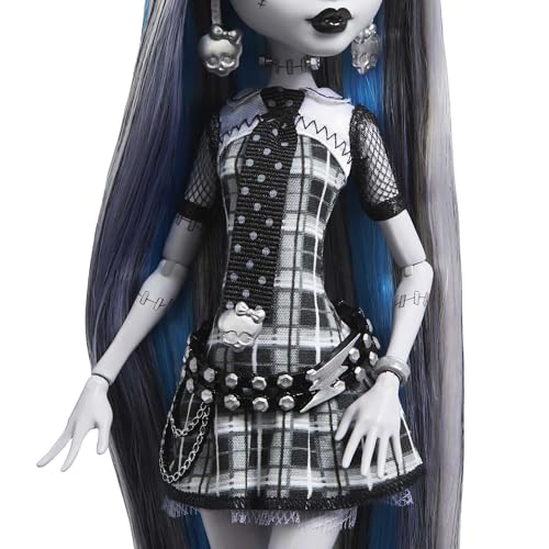 Image of Monster High Reel Drama Doll, Frankie Stein in Black and White, Collectible Reproduction with Doll-Size and Life-Size Posters, Horror Flick Theme