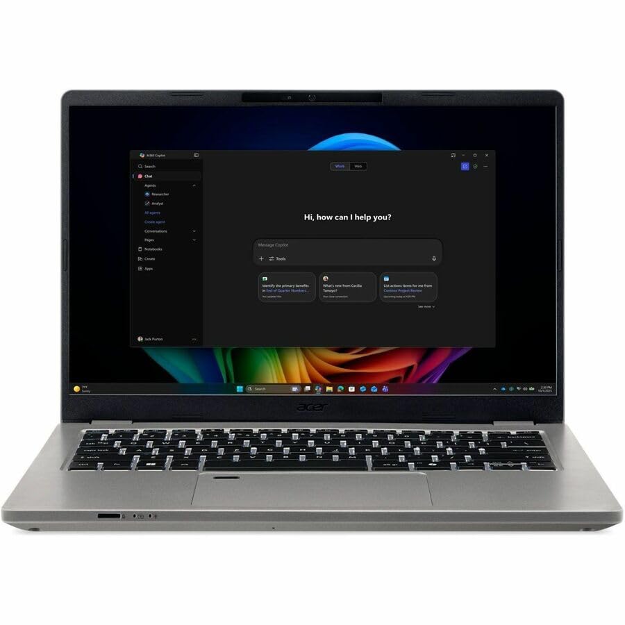 Image of Acer TravelMate P4 14 AI TMP414-56 TMP414-56-784R 14 inch Clamshell Copilot+ PC Notebook - WQXGA+ - 60 Hz - Intel Core Ultra 7 355-16 GB - 512 GB PCI Express NVMe 4.0 SSD - English (US) Keyboard - Iron