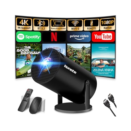 Image of 【Built-in Apps】Mini Projector 1080P, 4K Projector Full HD with WIFI 6 and Bluetooth 5.2, Support 270° Rotatable Portable Projector with Auto Keystone Correction,Compatible with Phone/HDMI/USB - Black