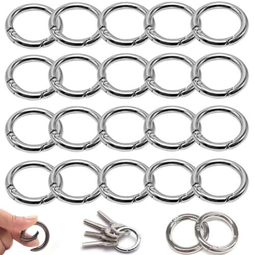 20 Stück Karabiner Rund 38mm,Rund Karabinerhaken Edelstahl,Schlüsselanhänger Ringe,O-Ring Karabiner Klein,Karabiner Ring für Schlüssel und Handwerk,DIY Handwerk,karabiner ring edelstahl Silber