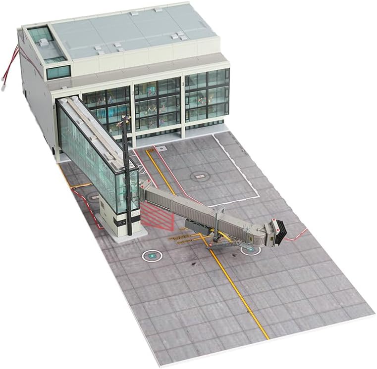 1/200 Scale Airport Passenger Boarding Bridge, Miniature Aviation Scene Model for Adults, Collectible Desk Decor Gift for Home & Office (Grey)