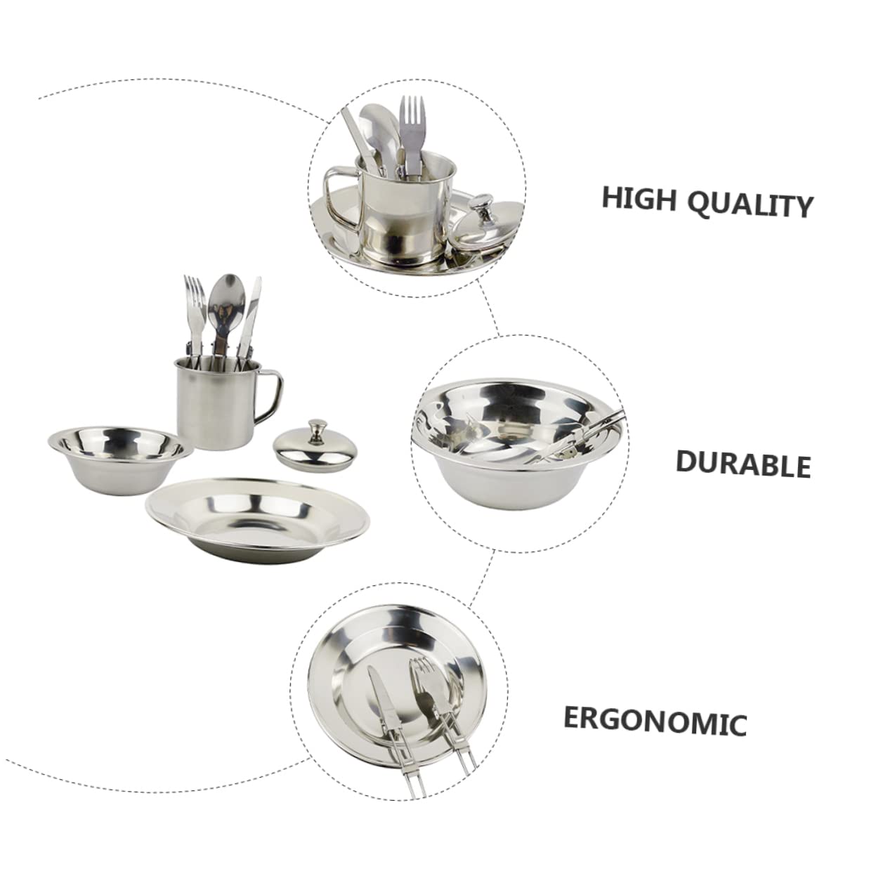 Abaodam Kit de Cuisinière de Camping Inoxydable de Vaisselle Portable pour Personnes pour Activités de Plein Air Barbecue