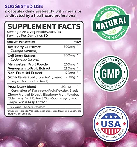 Save $4 (11% Off) - Antioxidant Powerhouse Bundle - Super Antioxidant Supplement With Acai Berry, Goji Berry, Pomegranate & Trans Resveratrol (60 Capsules) & Olive Leaf Extract With 20% Oleuropein #TOP5