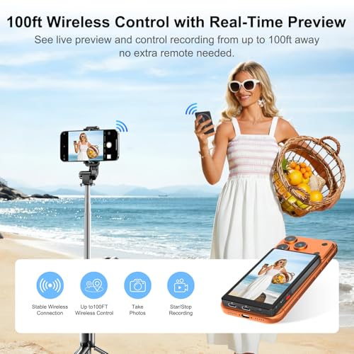 Image of 4 inch Back Camera Monitor iPhone 17, Magnetic Vlog Selfie Monitor Screen for iPhone 17,1080P Wireless Mirroring Back Camera Selfie Monitor for Vlog YouTube TikTok,Snaplylens for iPhone,Android, Black